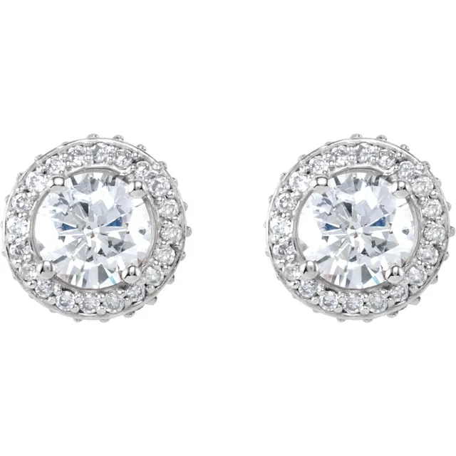 14K White 1 1/3 CTW Diamond Earrings-
