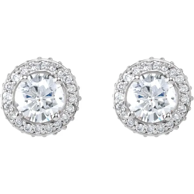 14K White 1 1/3 CTW Diamond Earrings