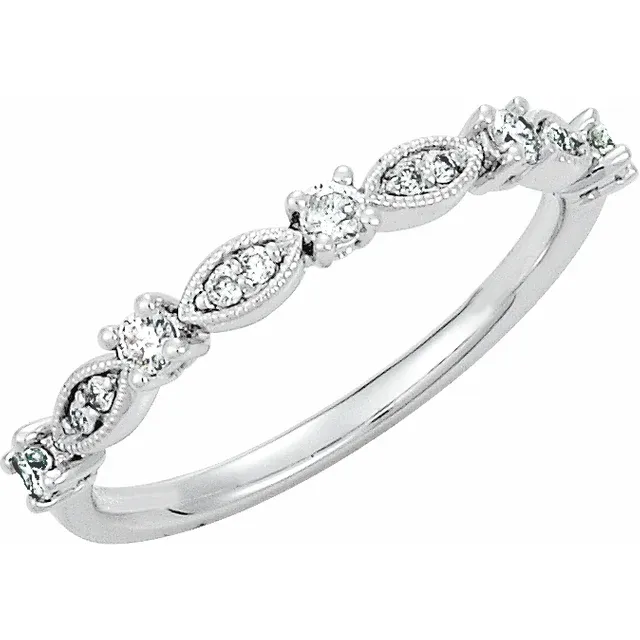 14K White 1/5 CTW Diamond Granulated Stackable Ring-