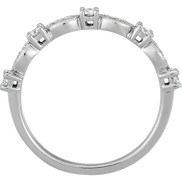 14K White 1/5 CTW Diamond Granulated Stackable Ring-