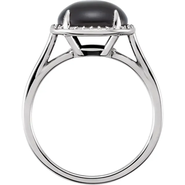 14K White Onyx & .04 CTW Diamond Ring-