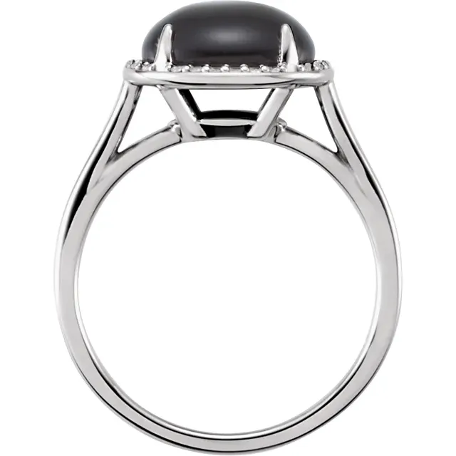 14K White Onyx & .4 CTW Diamond Ring