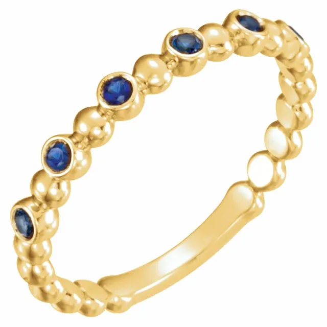 14K Yellow Blue Sapphire Stackable Ring-7.00 (approximate standard size)-