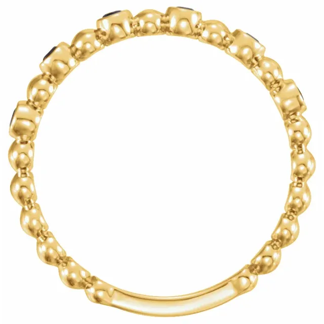 14K Yellow Blue Sapphire Stackable Ring-7.00 (approximate standard size)-