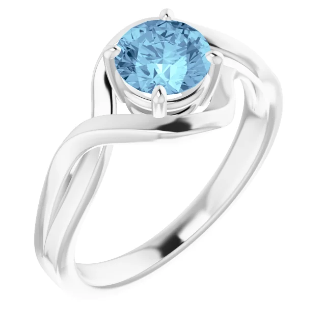 14K White Aquamarine Ring-