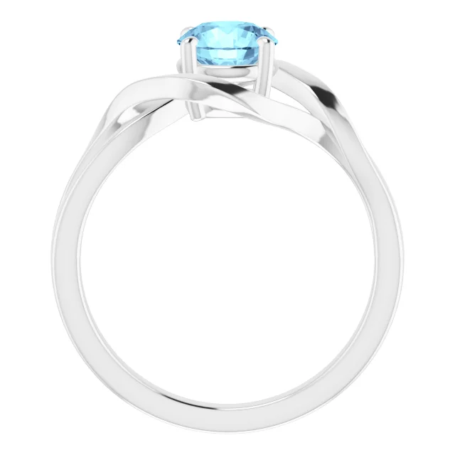14K White Aquamarine Ring-