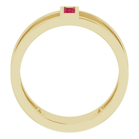 14K Yellow Ruby Baguette Ring