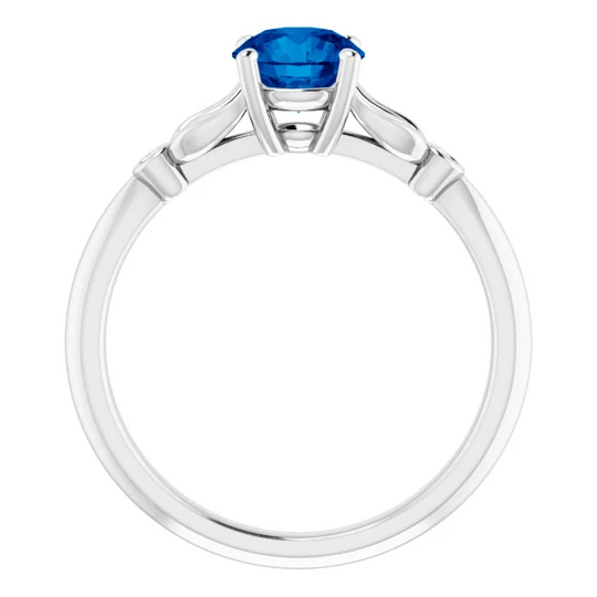 Platinum Lab-Grown Blue Sapphire & .2 CTW Diamond Ring