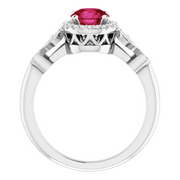 Platinum Lab-Grown Ruby & 1/6 CTW Diamond Ring