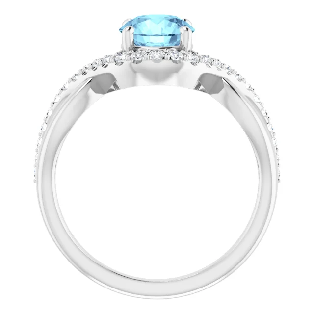 Platinum Aquamarine & 1/5 CTW Diamond Ring-