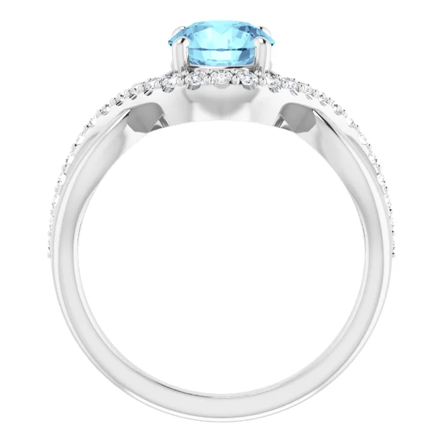 Platinum Aquamarine & 1/5 CTW Diamond Ring