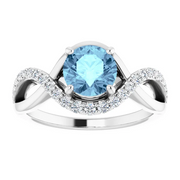 Platinum Aquamarine & 1/5 CTW Diamond Ring