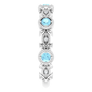 14K White Aquamarine & .03 CTW Diamond Leaf Ring-