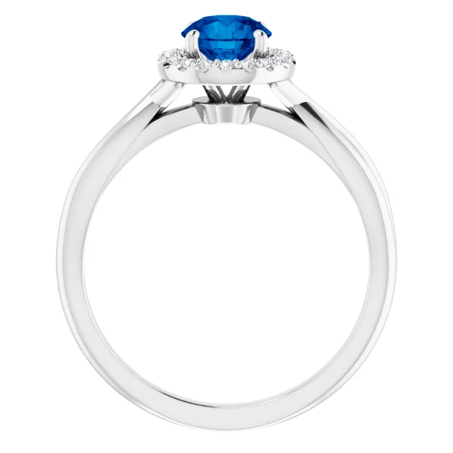 Platinum Lab-Grown Lab-Grown Blue Sapphire & 1/10 CTW Diamond Ring-