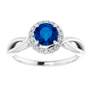 Platinum Lab-Grown Lab-Grown Blue Sapphire & 1/1 CTW Diamond Ring