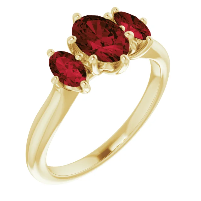 14K Yellow 7x5 mm Oval Garnet Ring-