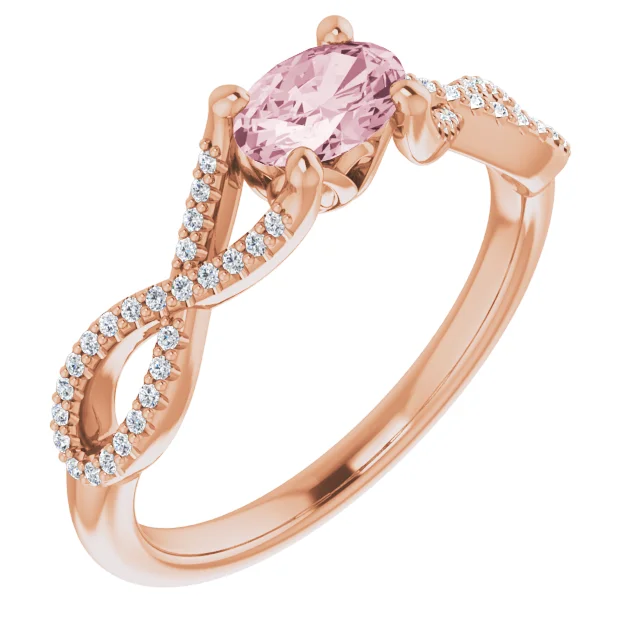 14K Rose Morganite & 1/8 CTW Diamond Ring-