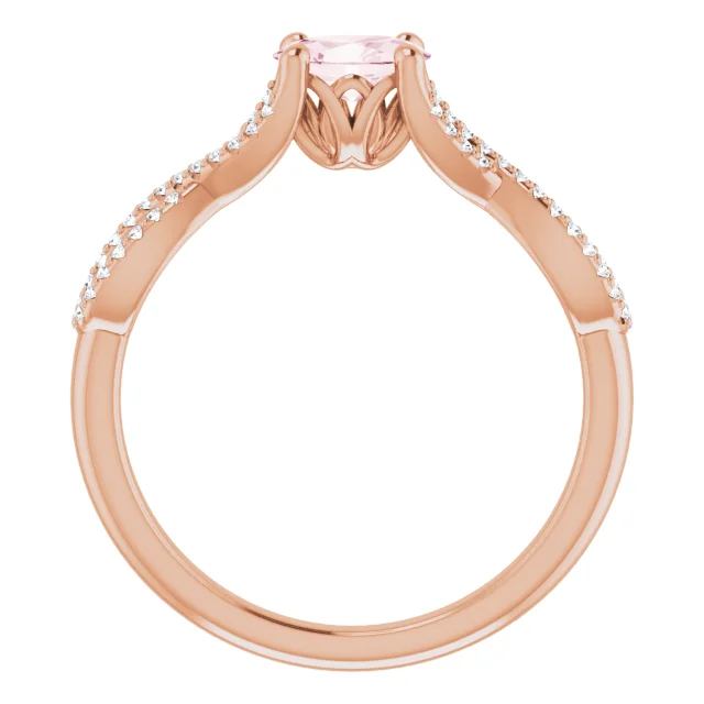 14K Rose Morganite & 1/8 CTW Diamond Ring-