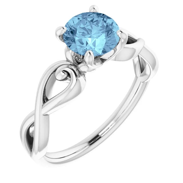 14K White Aquamarine Ring-
