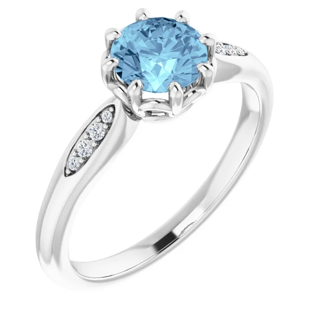 Platinum Aquamarine & .04 CTW Diamond Ring-