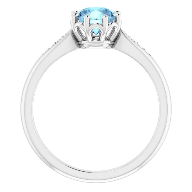 Platinum Aquamarine & .04 CTW Diamond Ring-