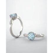 Platinum Aquamarine & .4 CTW Diamond Ring