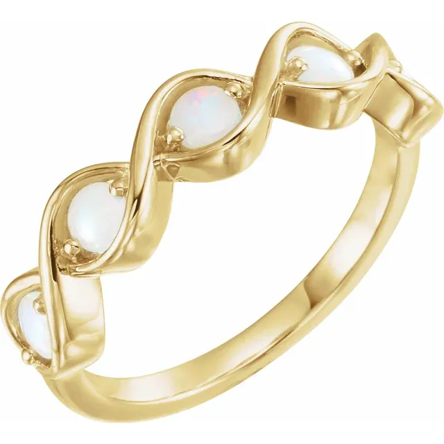 14K Yellow Opal Stackable Ring-7.00 (approximate standard size)-