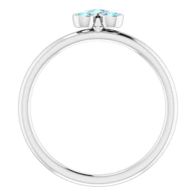 14K White Aquamarine Stackable Ring-