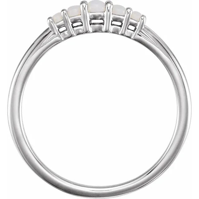 14K White Opal Graduated Five-Stone Ring-