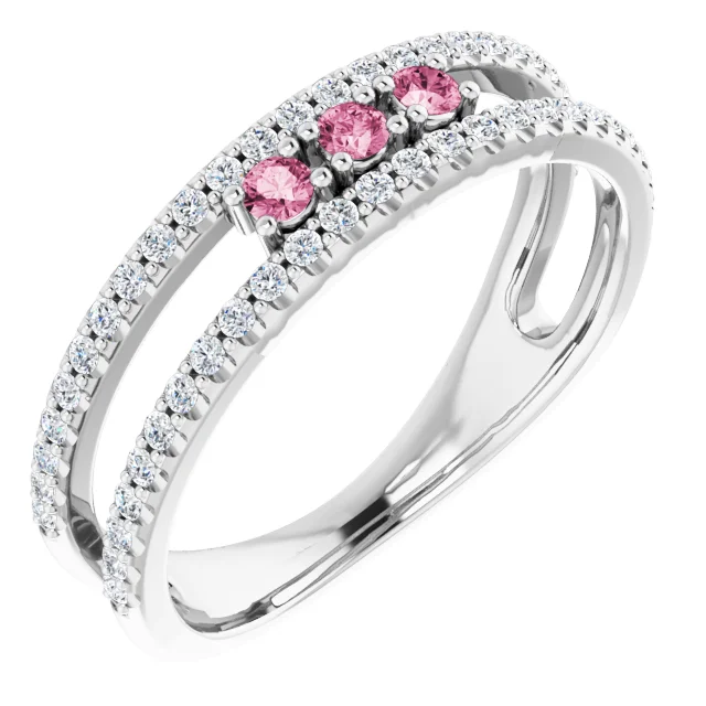 14K White Pink Tourmaline & 1/4 CTW Diamond Ring