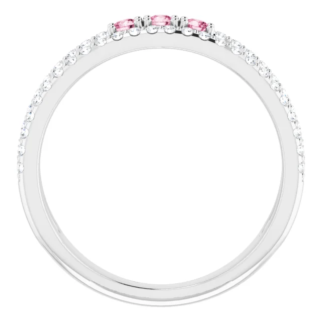 14K White Pink Tourmaline & 1/4 CTW Diamond Ring-