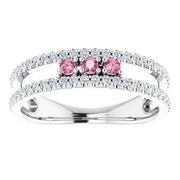 14K White Pink Tourmaline & 1/4 CTW Diamond Ring