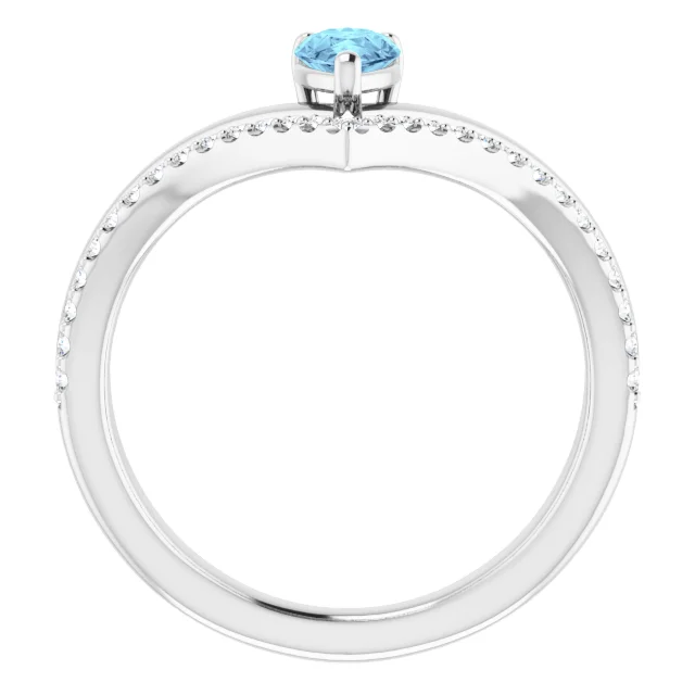 14K White Aquamarine & 1/6 CTW Diamond Ring-