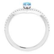 14K White Aquamarine & 1/6 CTW Diamond Ring