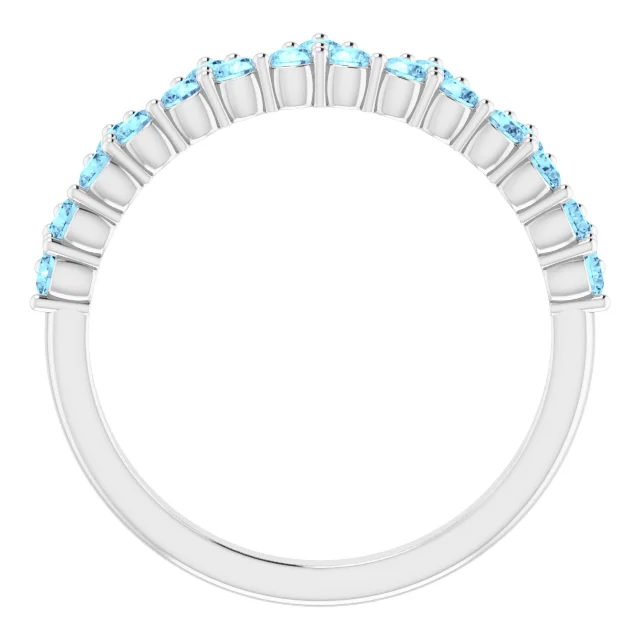 14K White Aquamarine Crown Ring-