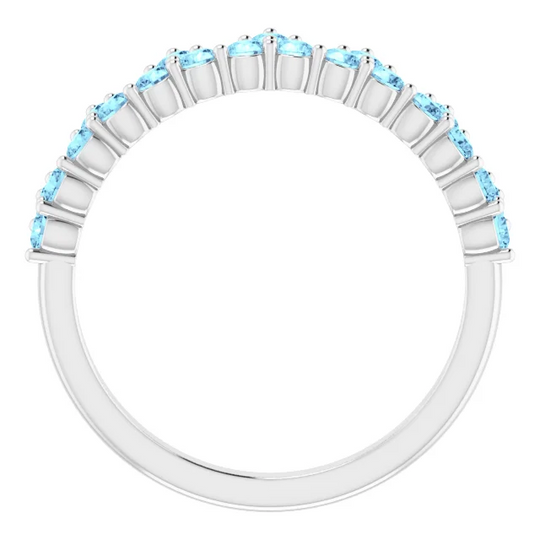 14K White Aquamarine Crown Ring