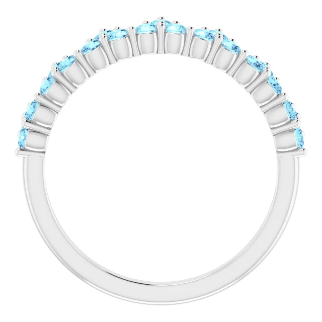 14K White Aquamarine Crown Ring