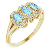 14K Yellow Aquamarine & 1/6 CTW Diamond Ring