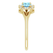 14K Yellow Aquamarine & 1/6 CTW Diamond Ring