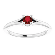 14K White Mozambique Garnet Youth Solitaire Ring