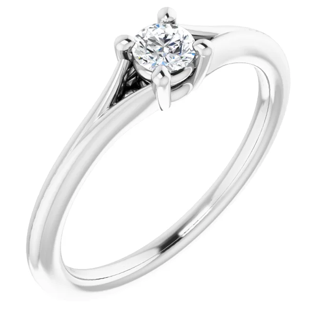 14K White Sapphire Youth Solitaire Ring-