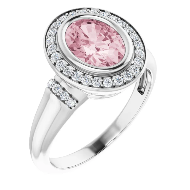 14K White Morganite & 1/5 CTW Diamond Ring-
