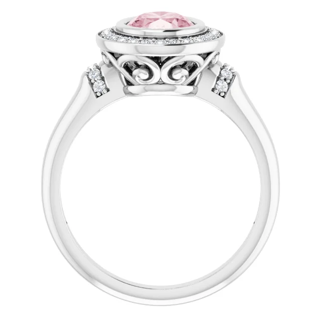 14K White Morganite & 1/5 CTW Diamond Ring-
