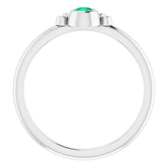 14K White Emerald & .4 CTW Diamond Ring