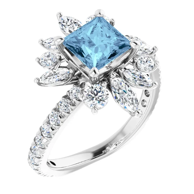 14K White Aquamarine & 1 1/6 CTW Diamond Ring-7.00 (approximate standard size)-