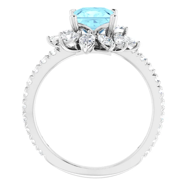 14K White Aquamarine & 1 1/6 CTW Diamond Ring-7.00 (approximate standard size)-