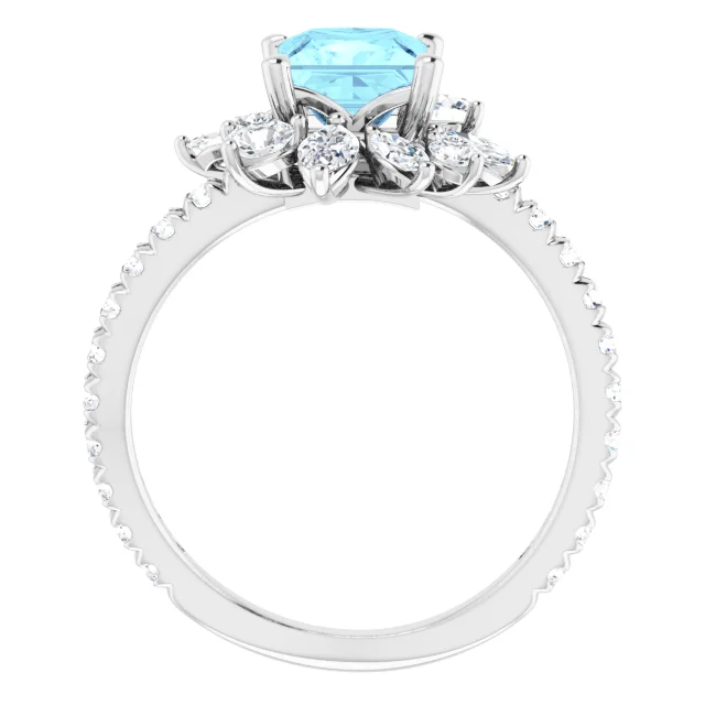 14K White Aquamarine & 1 1/6 CTW Diamond Ring