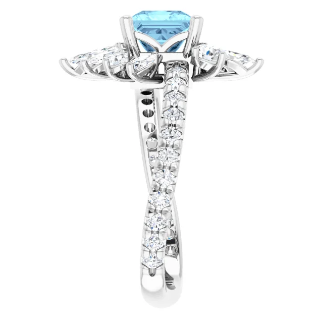 14K White Aquamarine & 1 1/6 CTW Diamond Ring