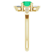 14K Yellow Emerald & 1/6 CTW Diamond Ring