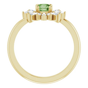 14K Yellow 5 mm Round Green Tourmaline & 3/8 CTW Diamond Ring